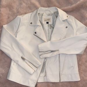 White faux leather Moto jacket